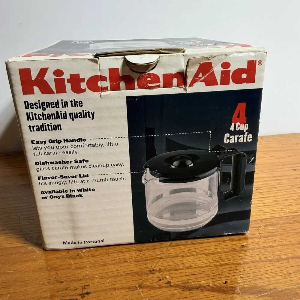 KITCHENAID 4 CUP CARAFE REPLACEMENT GLASS COFFEE POT W/ LID BLACK KCM04CBL * NEW